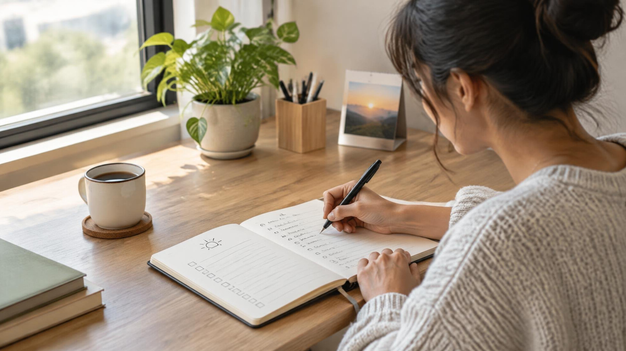 person journaling at desk