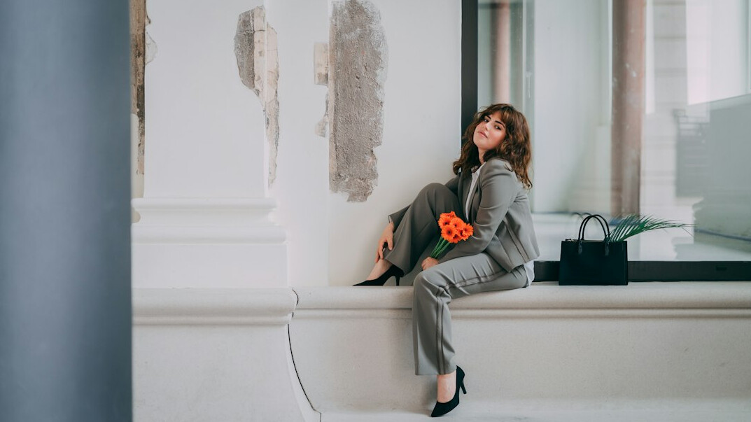 confident woman in suit